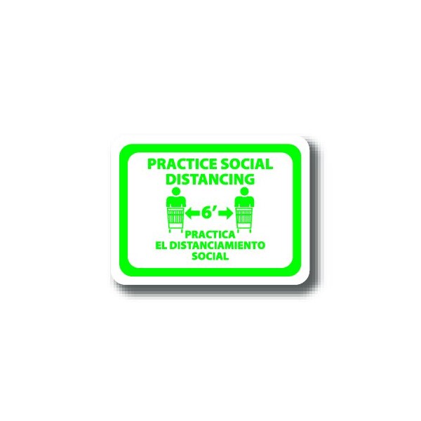 Ergomat 24in x 18in RECTANGLE SIGNS Practice Social Distnacing - Bilingual English/Spanish DSV-SIGN 432 #2954 -UEN - main